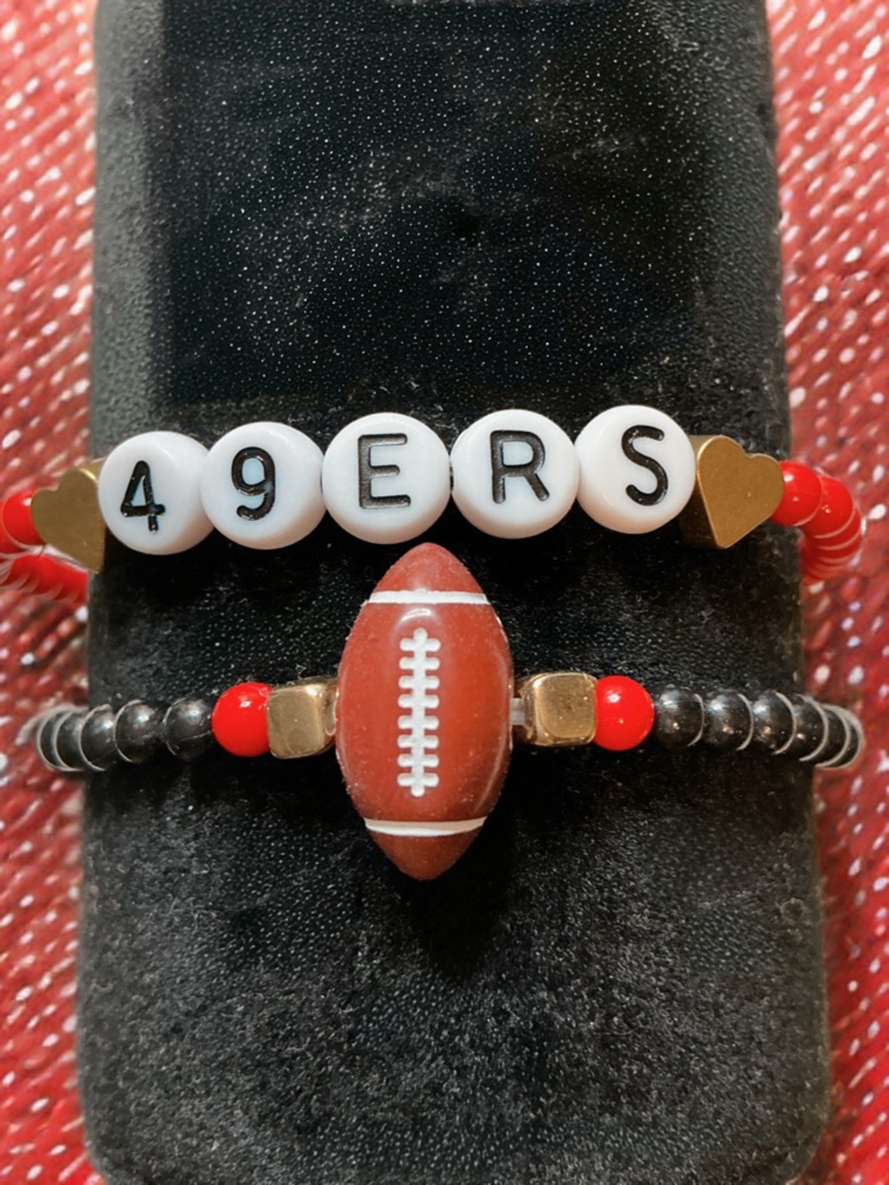 NFL- 49ers Beaded Bracelet set ( New handmade )